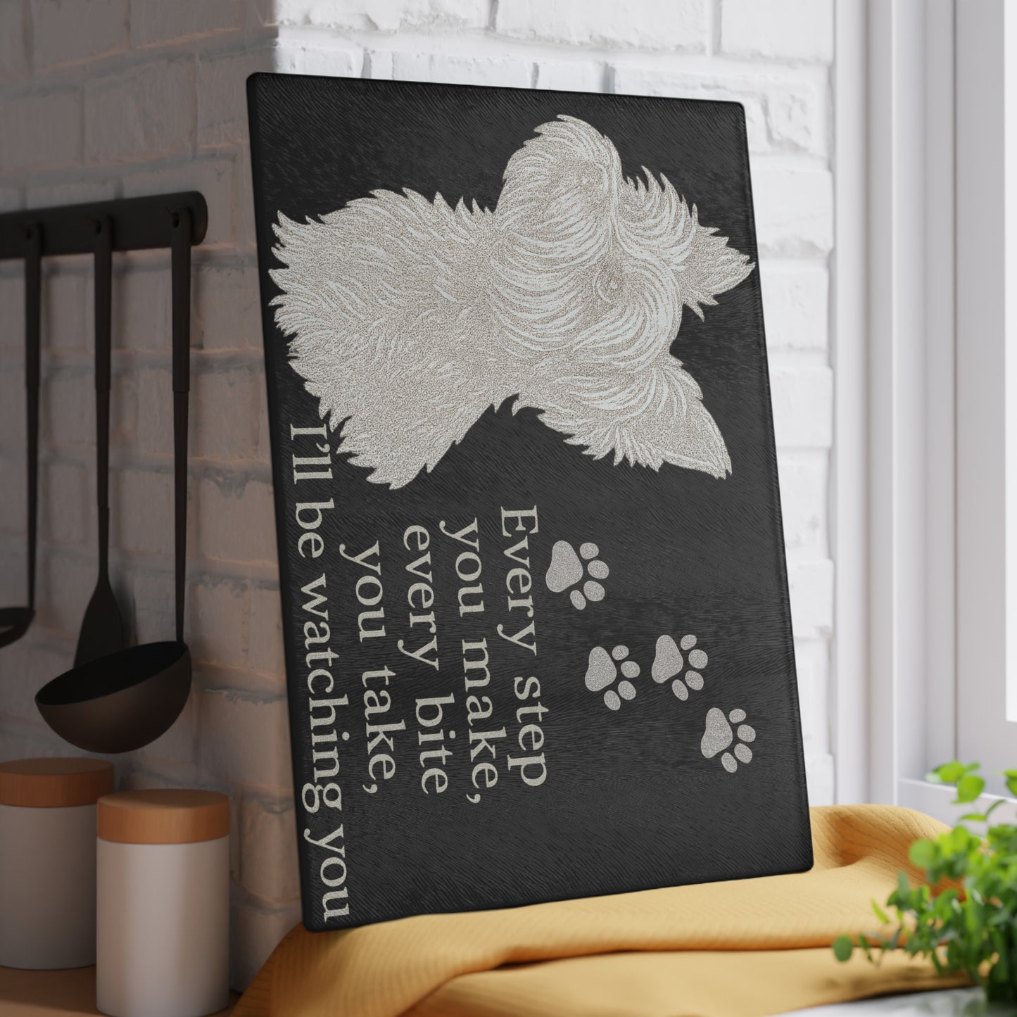 🐾👀 Yorkie Watching You Cutting Board – Playful Pup Charm for Your Kitchen 🍴✨