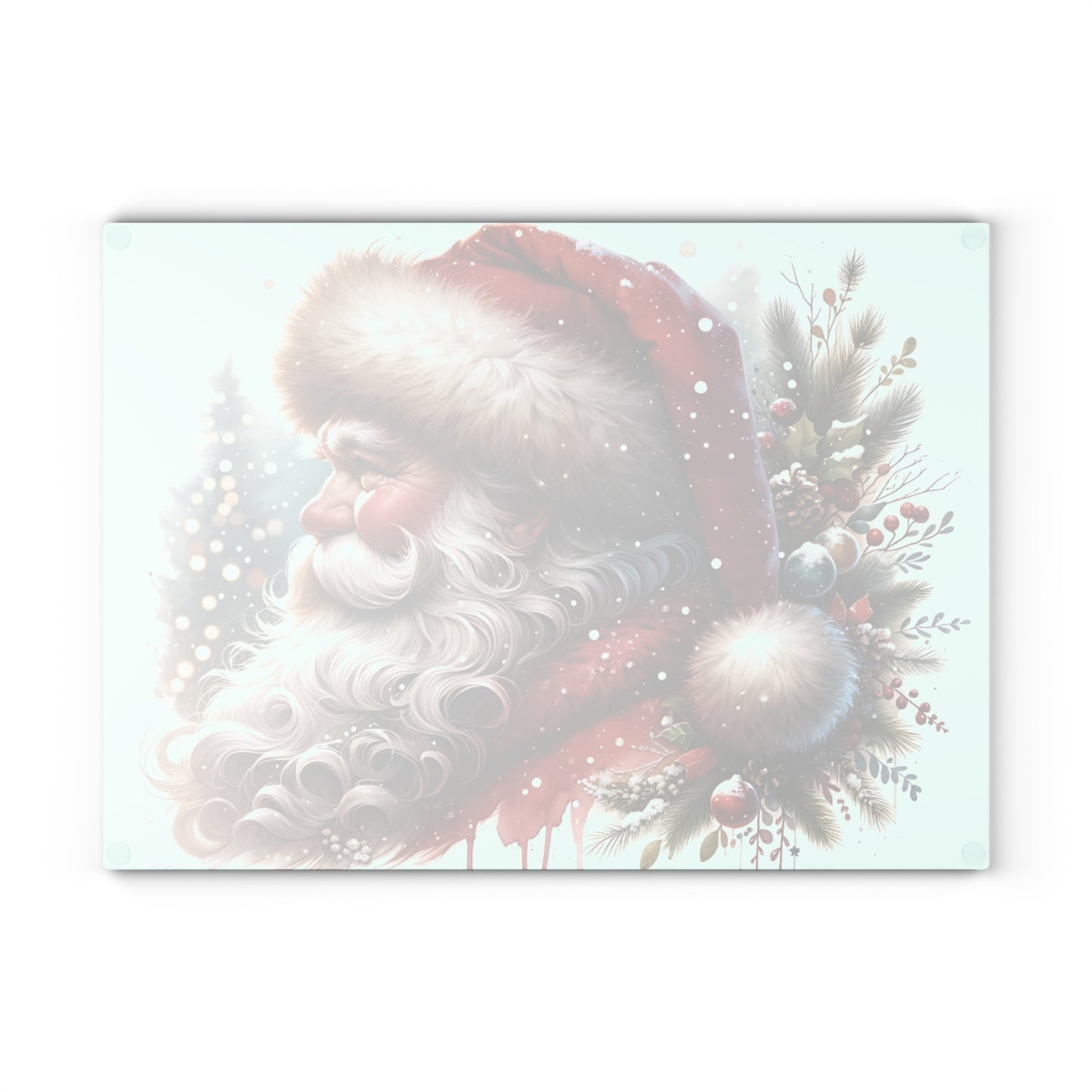 🎅✨ “Classic Santa Profile” Glass Cutting Board – Cozy Charm for Your Kitchen