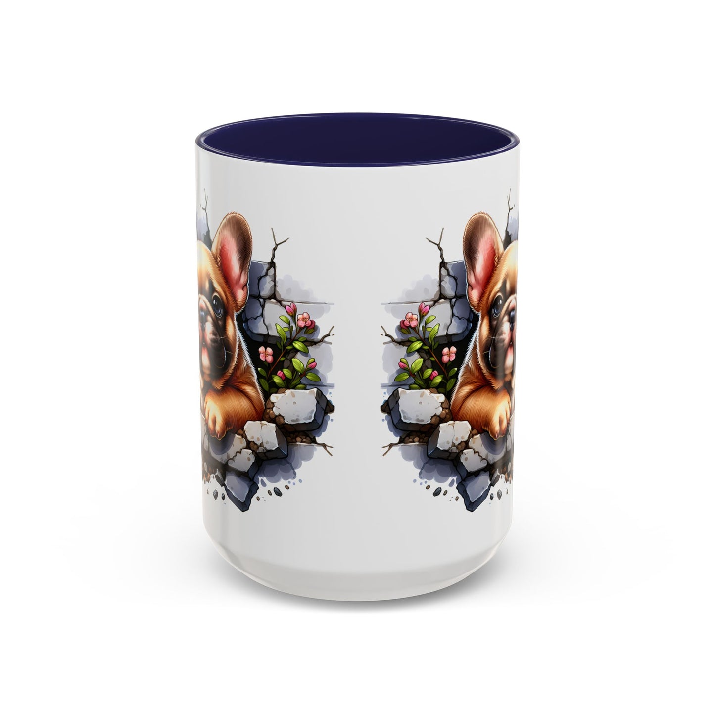 🐾☕ Tan French Bulldog Puppy Accent Mug – Sweet Peek-Through Pup Design ✨