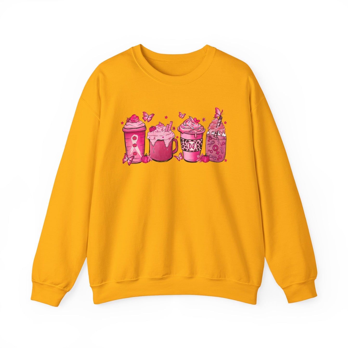 ☕🎀 Pink Awareness Drinks Sweatshirt – Breast Cancer Support Coffee Lovers