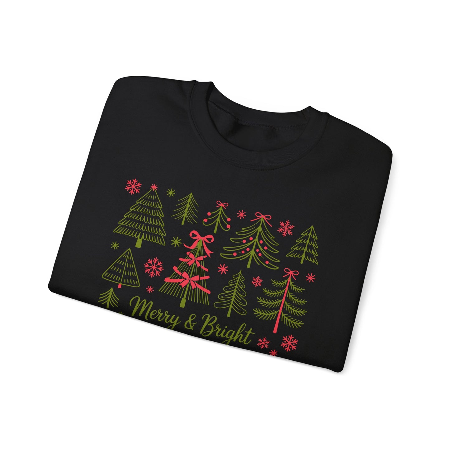 🎄✨ Merry & Bright Sweatshirt – Whimsical Holiday Forest Vibes