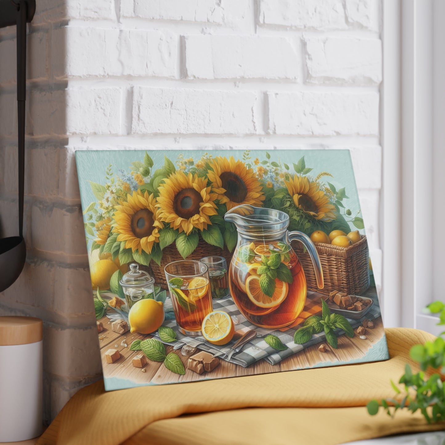 🍋 Sunflower Lemon Iced Tea Cutting Board – Summer Sips & Farmhouse Sunshine