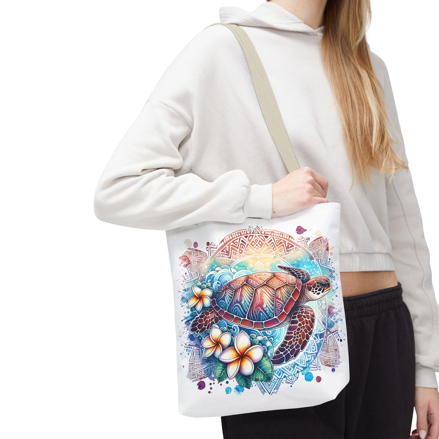 🐢 Vibrant Tribal Sea Turtle Tote Bag – Ocean Beauty Meets Island Vibes 🌊👜