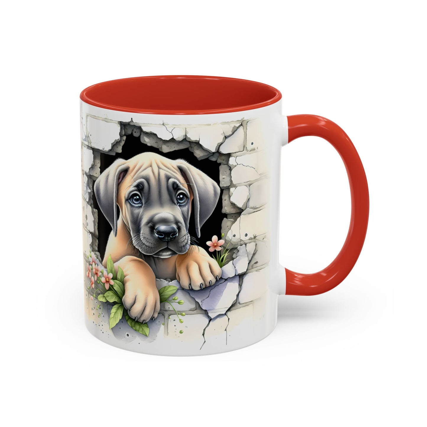 🐾 Great Dane Puppy Accent Mug – Sweet Peek-Through Puppy Design ☕💛