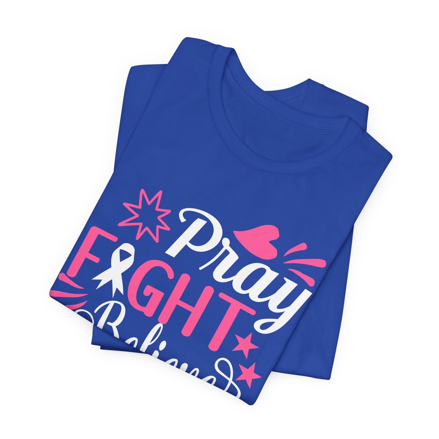 💗 Pray Fight Believe – Breast Cancer Awareness T-Shirt 🎗️