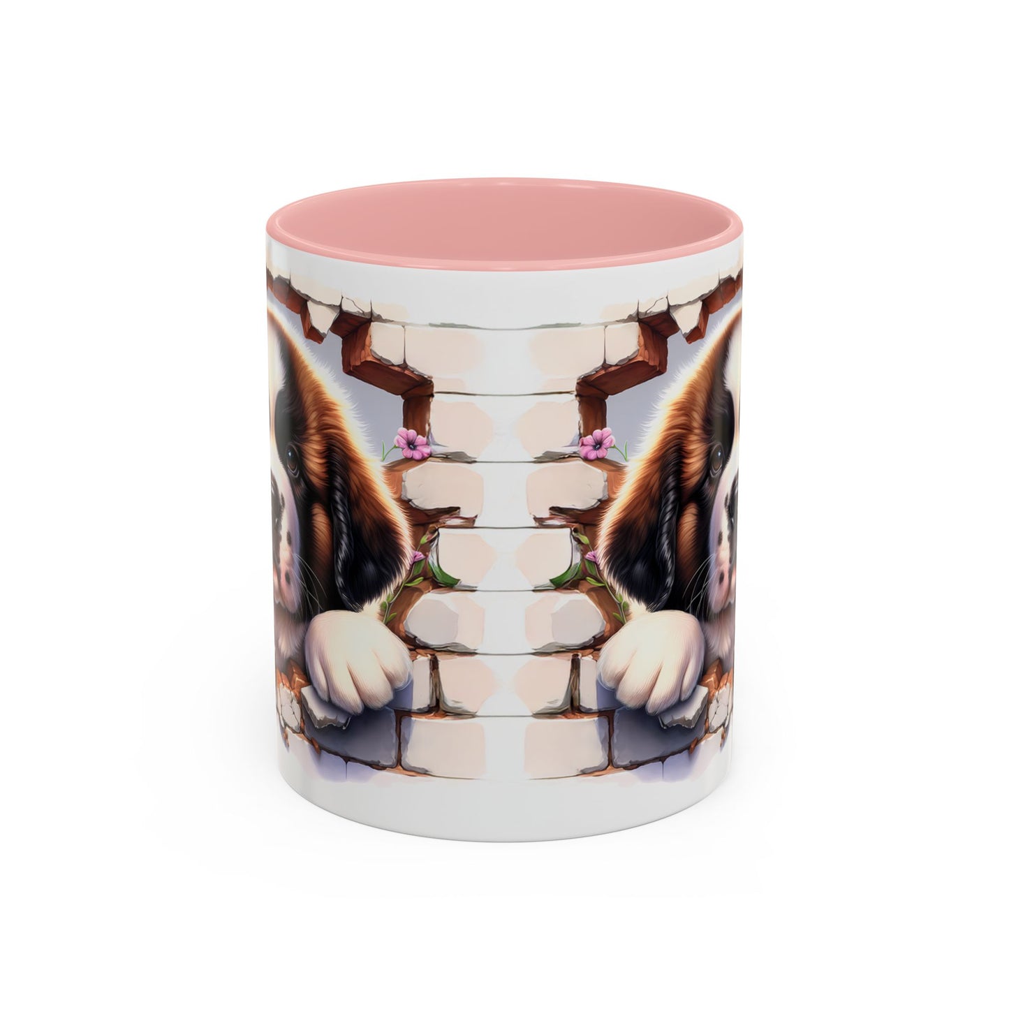 🐾☕ St. Bernard Puppy Peek Accent Mug – Gentle Giant Pup Lover Gift ✨❤️