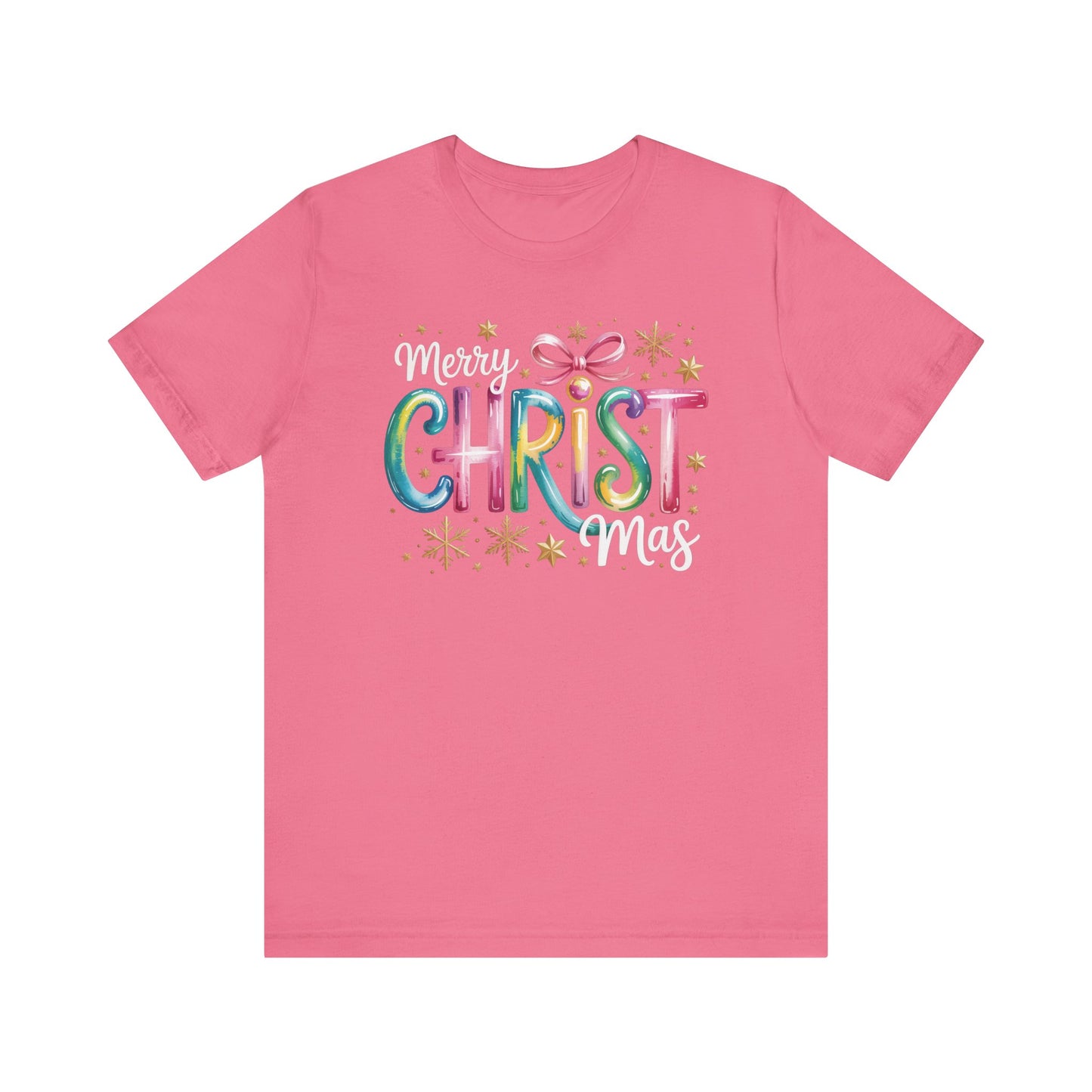 🎄✨ Merry Christmas Glow Lettering T-Shirt – Festive & Bright Holiday Style 🎁🌟