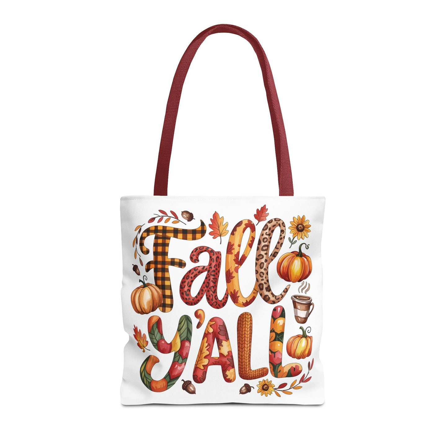🎃 Fall Y’all Tote Bag – Bold Prints, Cozy Coffee & Pumpkin Cheer 🍂