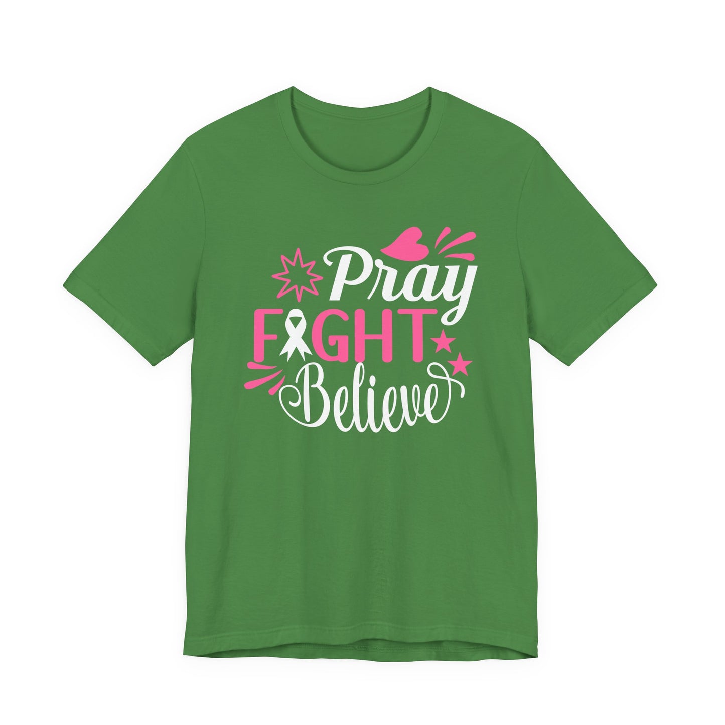 💗 Pray Fight Believe – Breast Cancer Awareness T-Shirt 🎗️