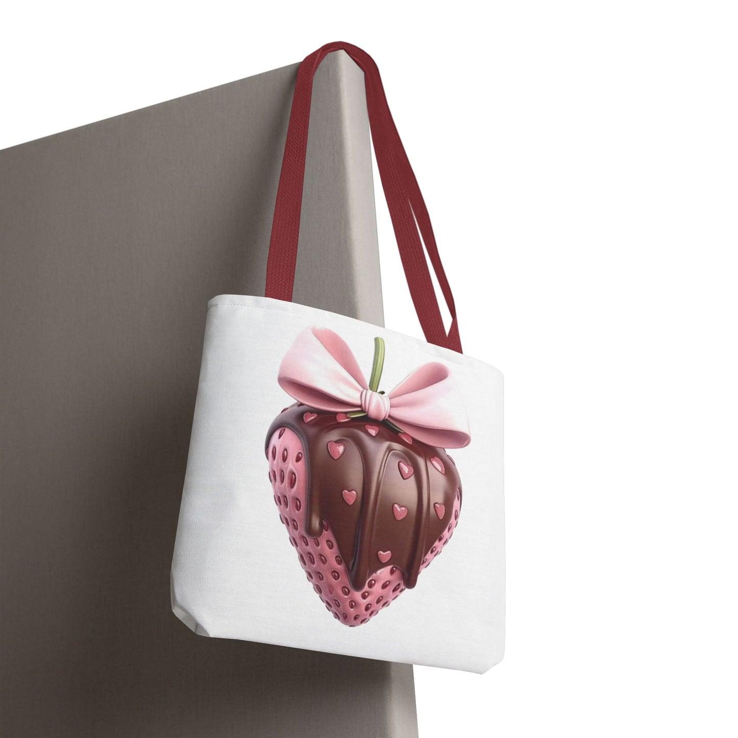 🍓 Chocolate-Dipped Strawberry Tote Bag – Sweet, Romantic & Practical 🍫
