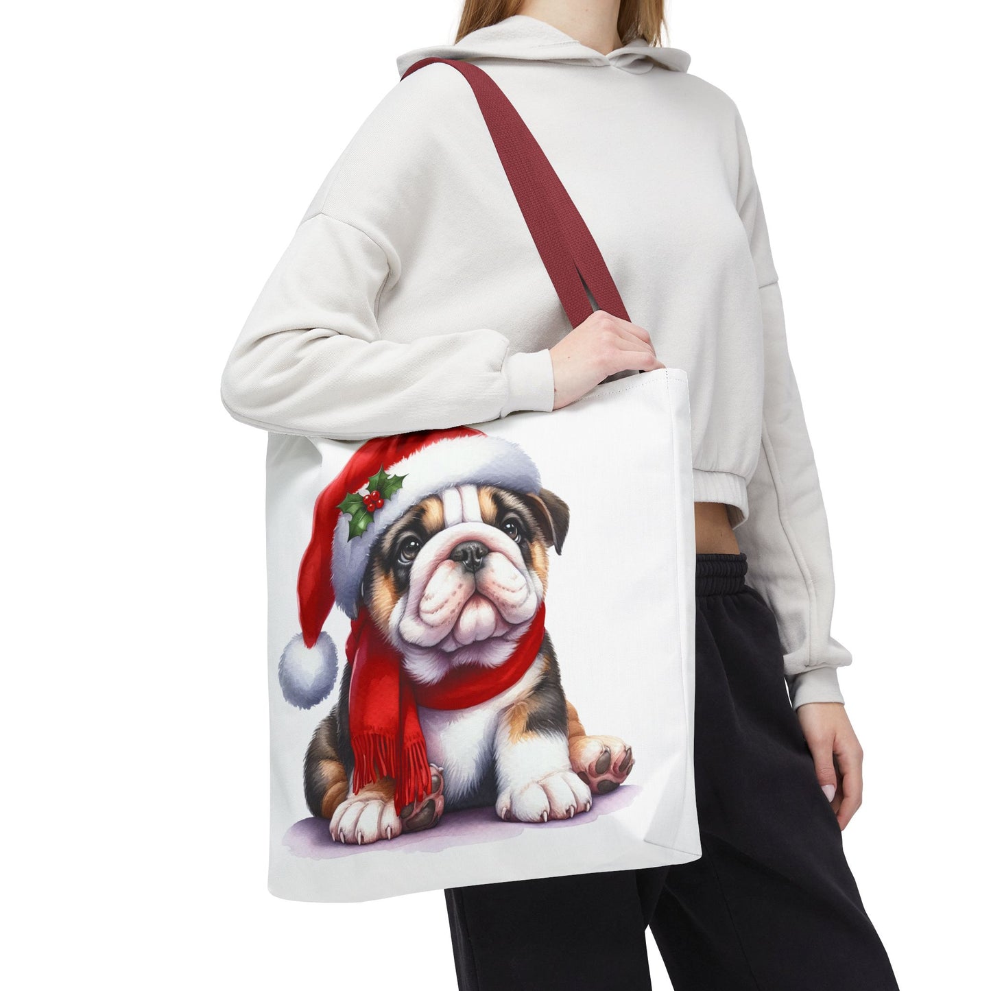 🎅 Bulldog Christmas Tote Bag – Cozy Holiday Style for Dog Lovers 🐾