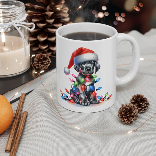 🎄 Great Dane Christmas Lights Mug – Festive Pup Charm in Every Sip 🎄
