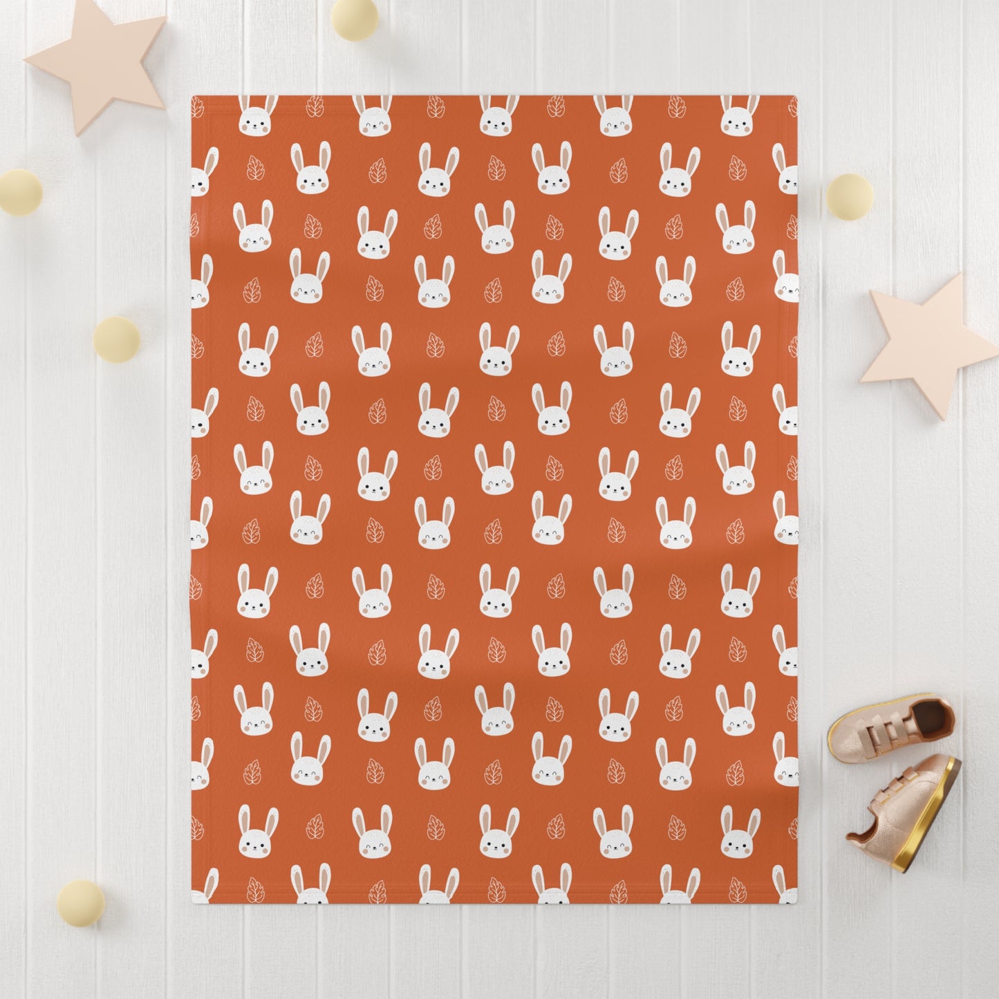 🐰 Velveteen Plush Bunny Blanket – Burnt Orange - Seasonal Color