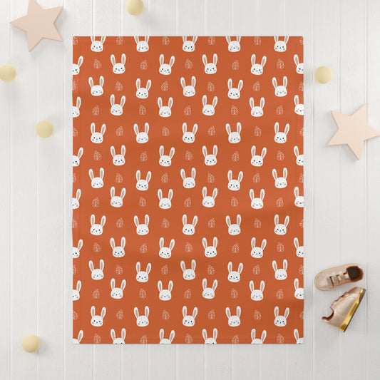 🐰 Velveteen Plush Bunny Blanket – Burnt Orange - Seasonal Color