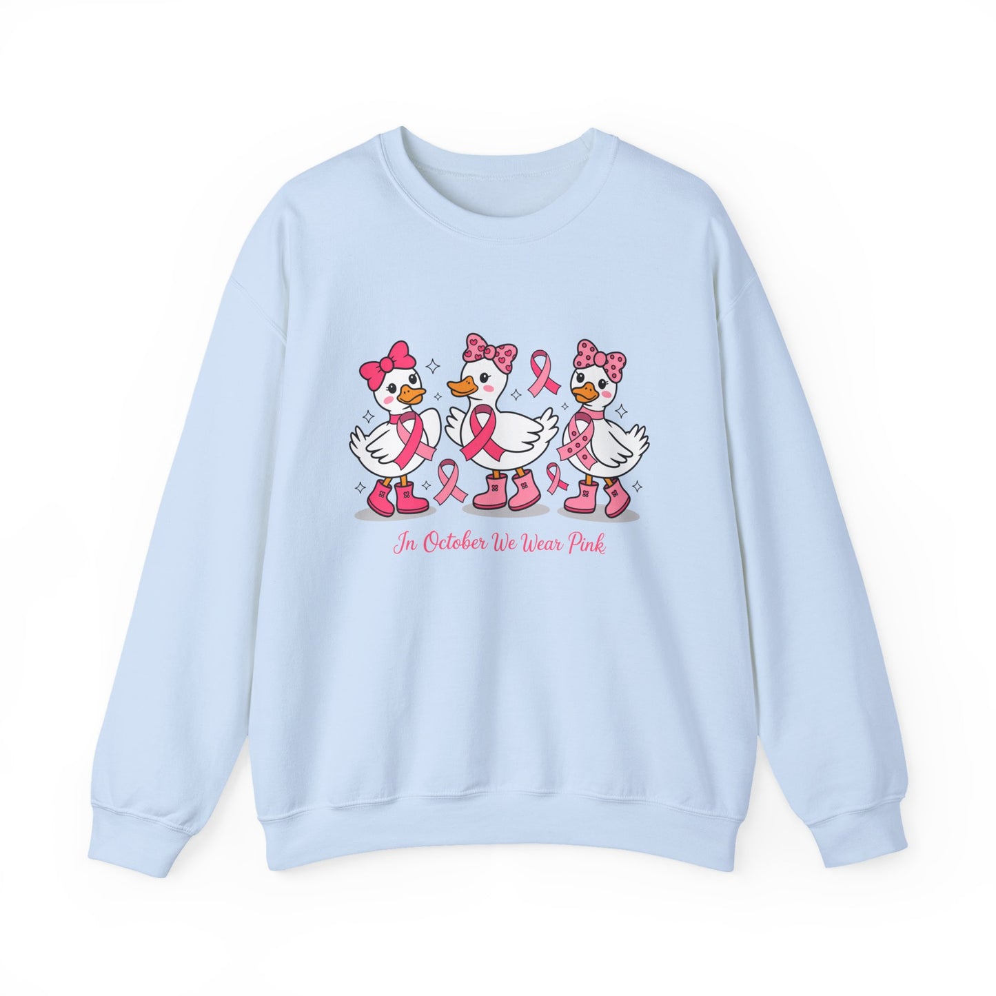 🎀🦆 In October We Wear Pink Duck Sweatshirt – Cute & Courageous Support 💗