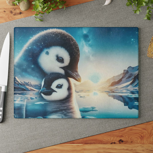 🐧❄️ Penguin & Chick Arctic Cutting Board – Polar Serenity for Your Kitchen ❄️🐧