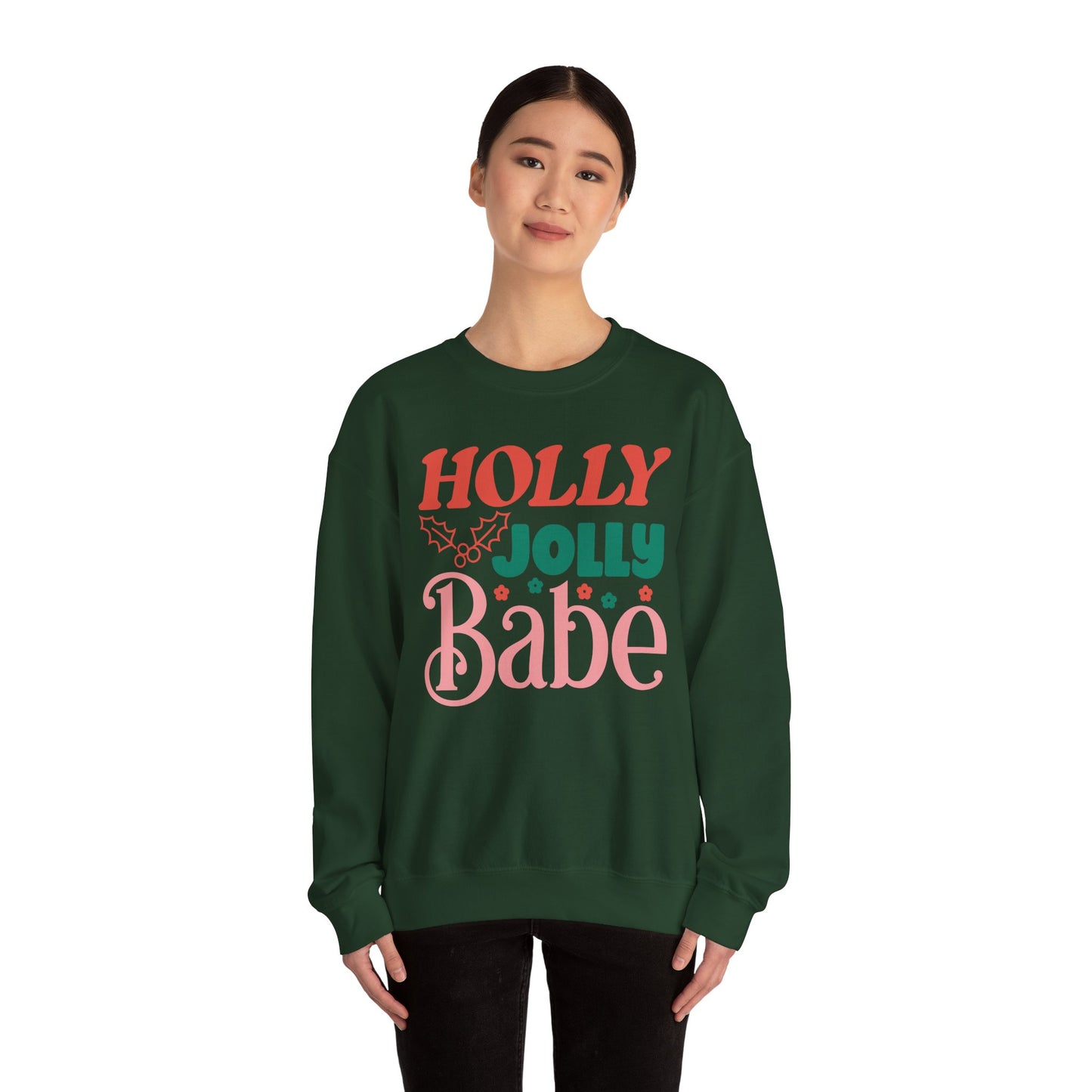 🎀✨ Holly Jolly Babe Retro Crewneck – Cute, Cozy & Festive