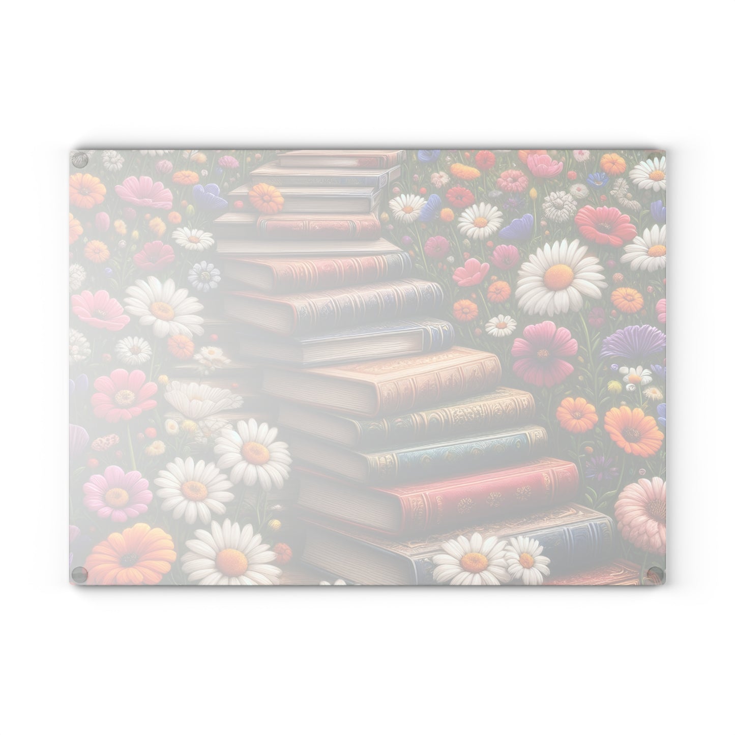 📚 Stacked Books & Wildflowers Cutting Board – Literary Charm Meets Kitchen Elegance 🌸