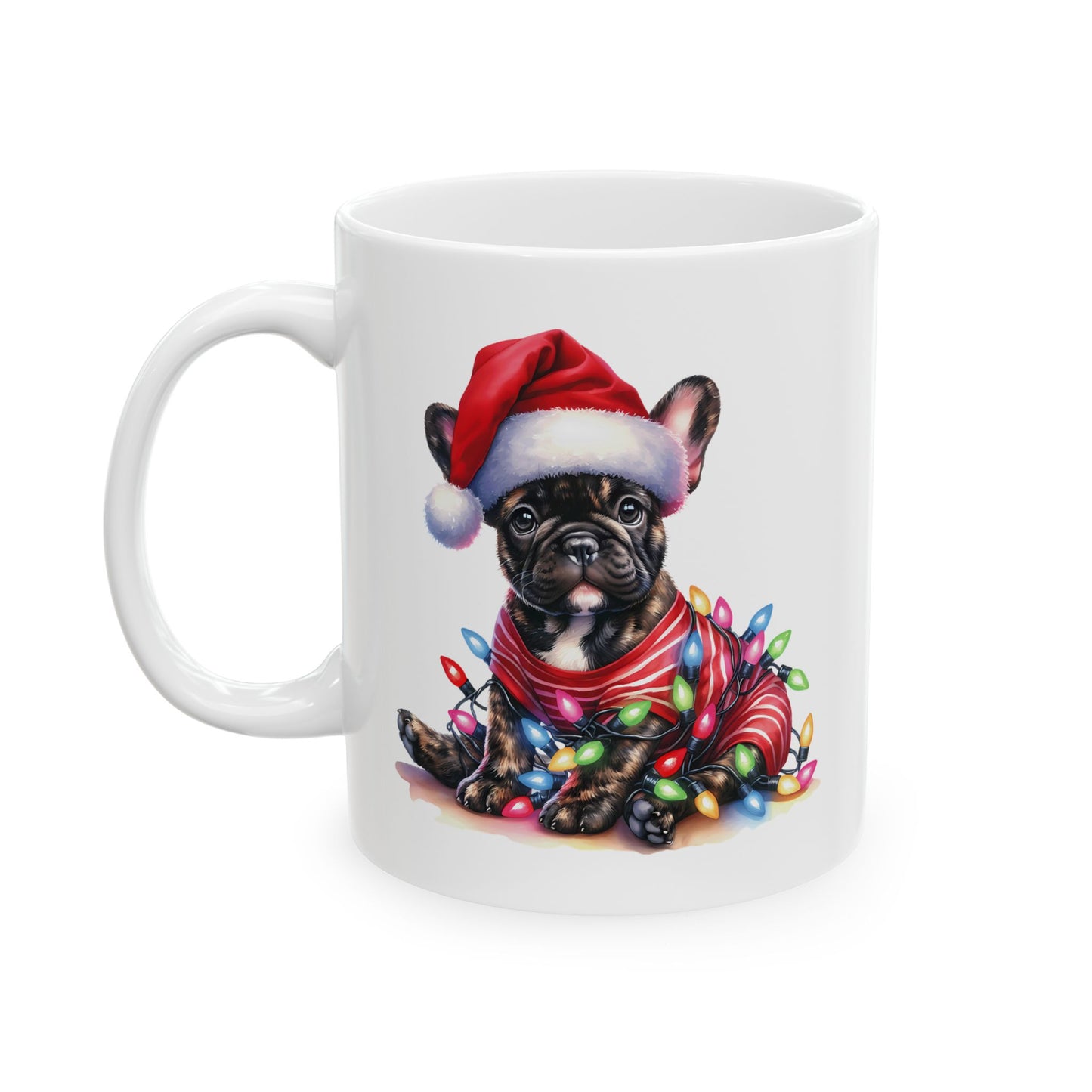 🎄 French Bulldog Christmas Lights Mug – Holiday Mischief, Frenchie Style! 🐶☕