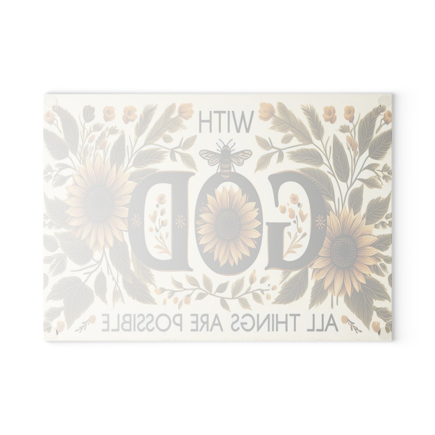 🌻🐝 With God All Things Are Possible Sunflower Cutting Board – Faithful Elegance for Your Kitchen 🐝🌻