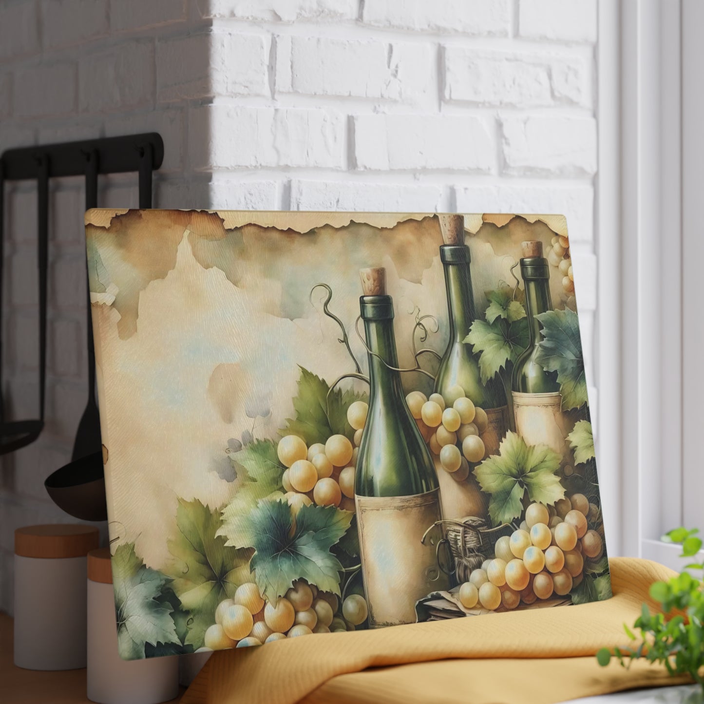 Vintage Wine cutting Board, Tempered Glass Cutting Board, Charcuterie Board, Chopping Board, Housewarming Gift, Custom cutting board