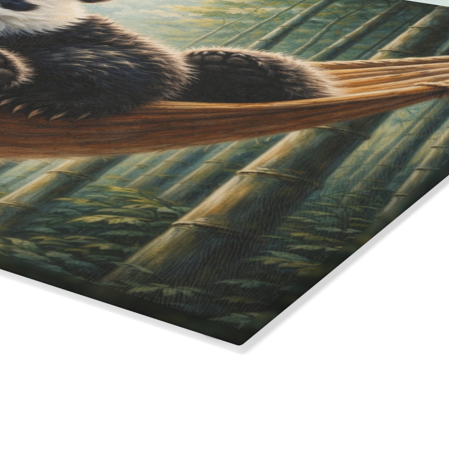 Sleeping Panda in Bamboo Forest Glass Cutting Board – Peaceful Wildlife Nature Artwork