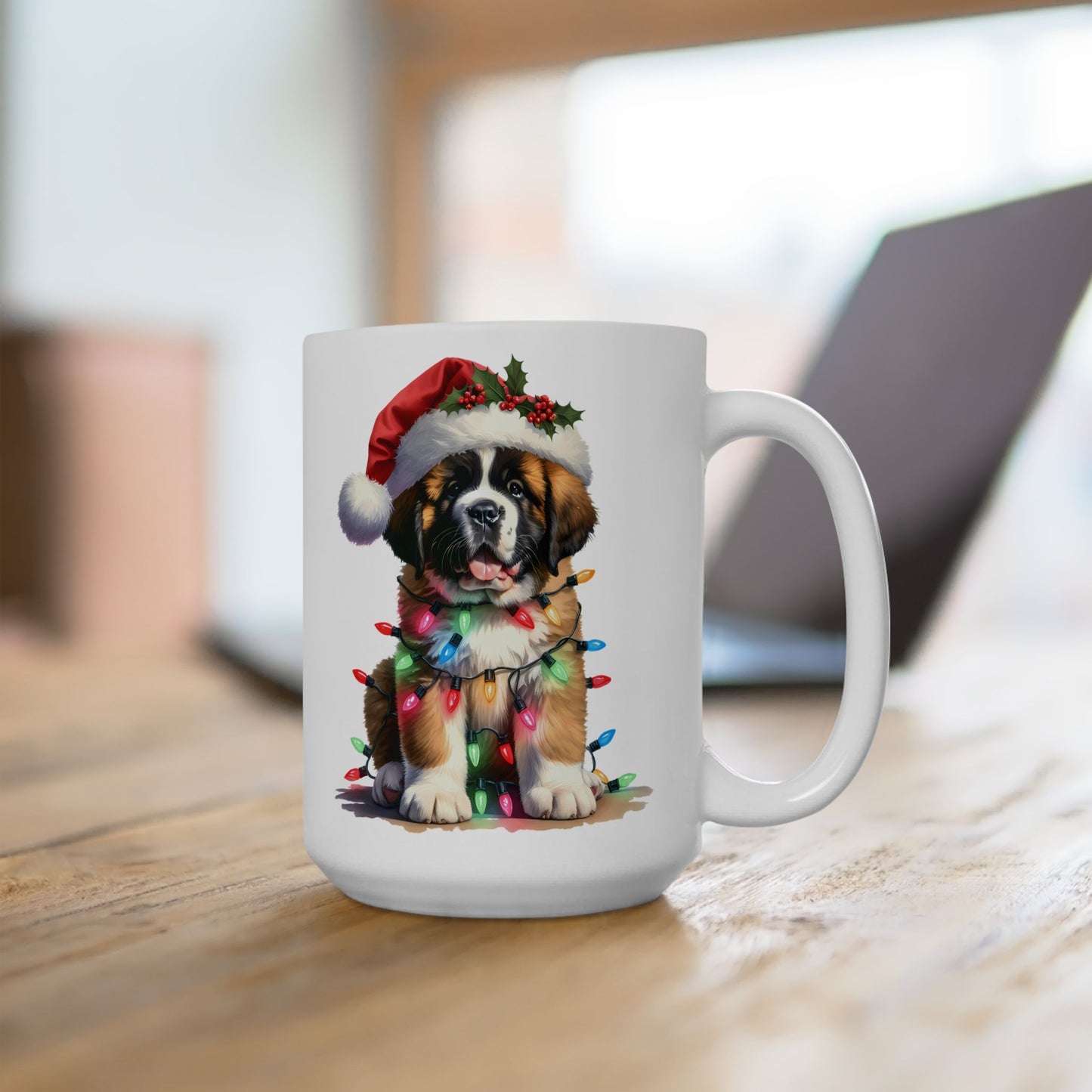 🎄 Saint Bernard Christmas Lights Mug – Festive Cheer with a Fluffy Twist 🐶