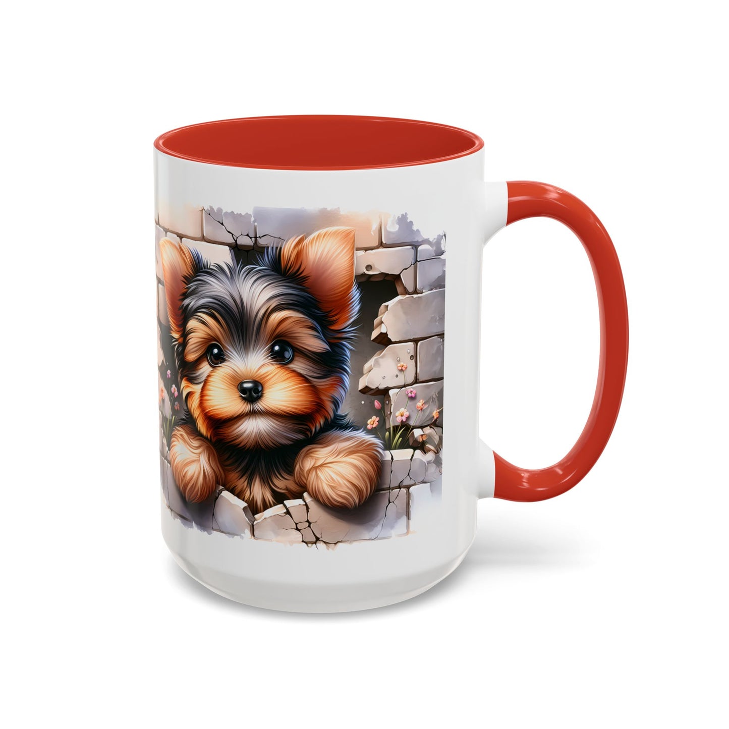🎀🐶 Yorkie Puppy Accent Mug – Cute Peek-Through Dog Design for Animal Lovers ☕💖