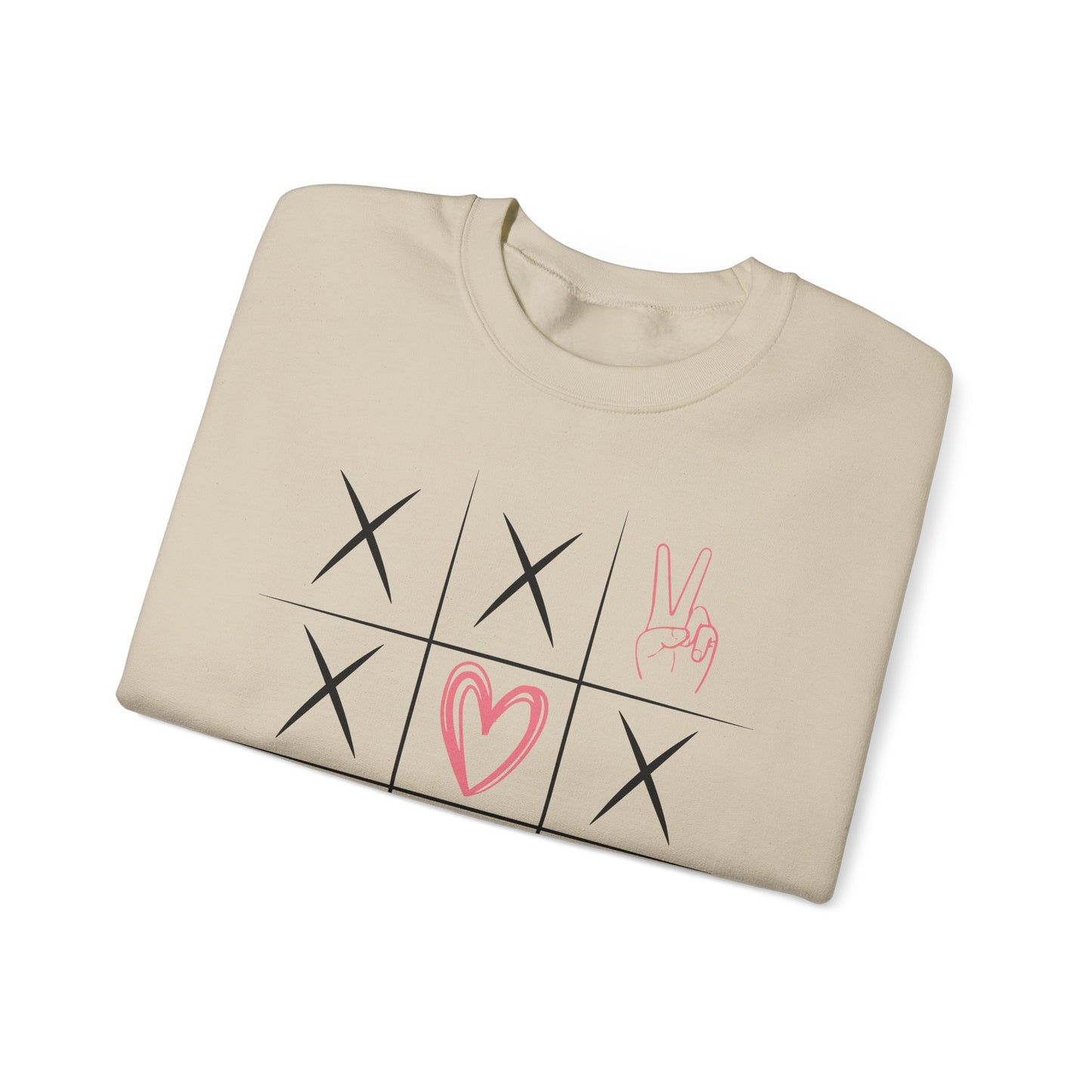 🌍🎗️ World Cancer Day Sweatshirt – Awareness Tic-Tac-Toe Heart & Ribbon