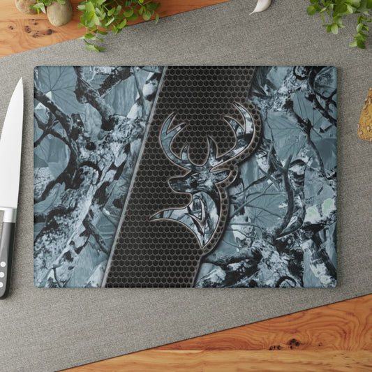 🦌 Blue Camo Deer Cutting Board – Rugged Style Meets Rustic Utility for the Modern Outdoorsman