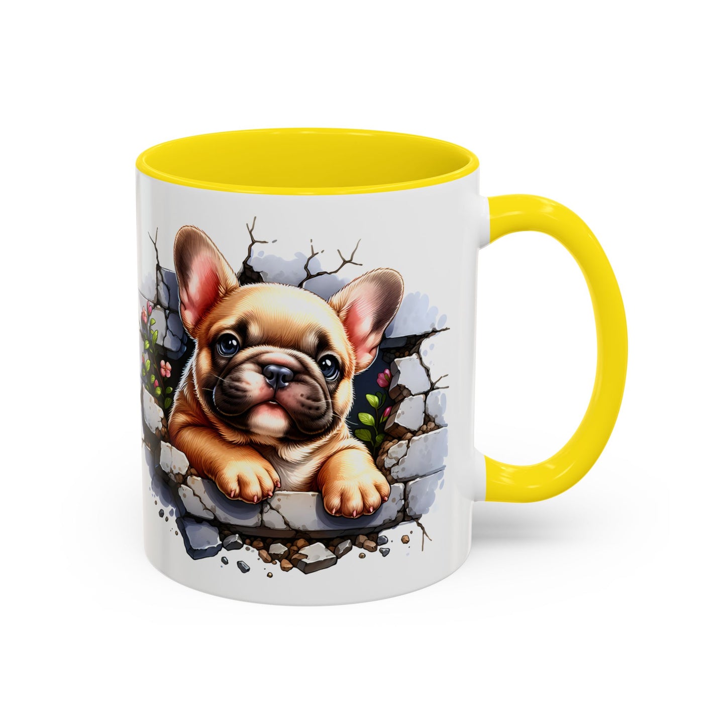 🐾☕ Tan French Bulldog Puppy Accent Mug – Sweet Peek-Through Pup Design ✨