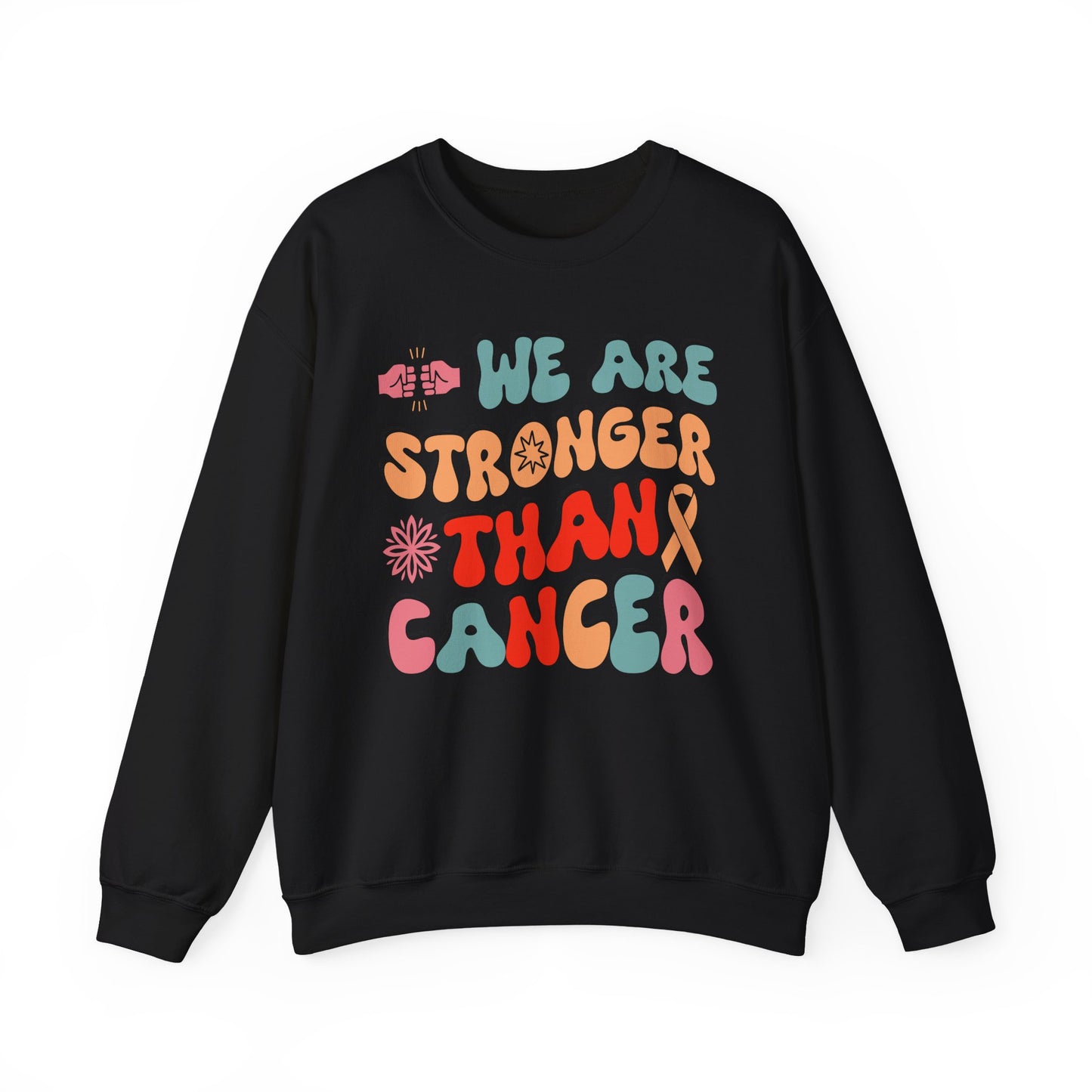 💪🌸 We Are Stronger Than Cancer Sweatshirt – Retro Breast Cancer Awareness Crewneck