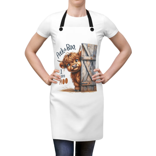 🐮👀 Peek-A-Moo Farm Apron – “Peek-a-Boo, I See Moo” Cute Cow Kitchen Fun