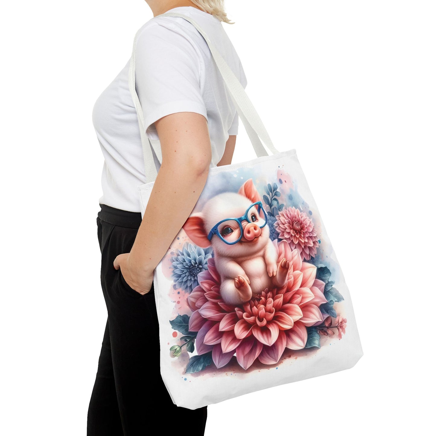 🐷 Floral Piglet Tote Bag – Cute, Whimsical & Practical 🌸