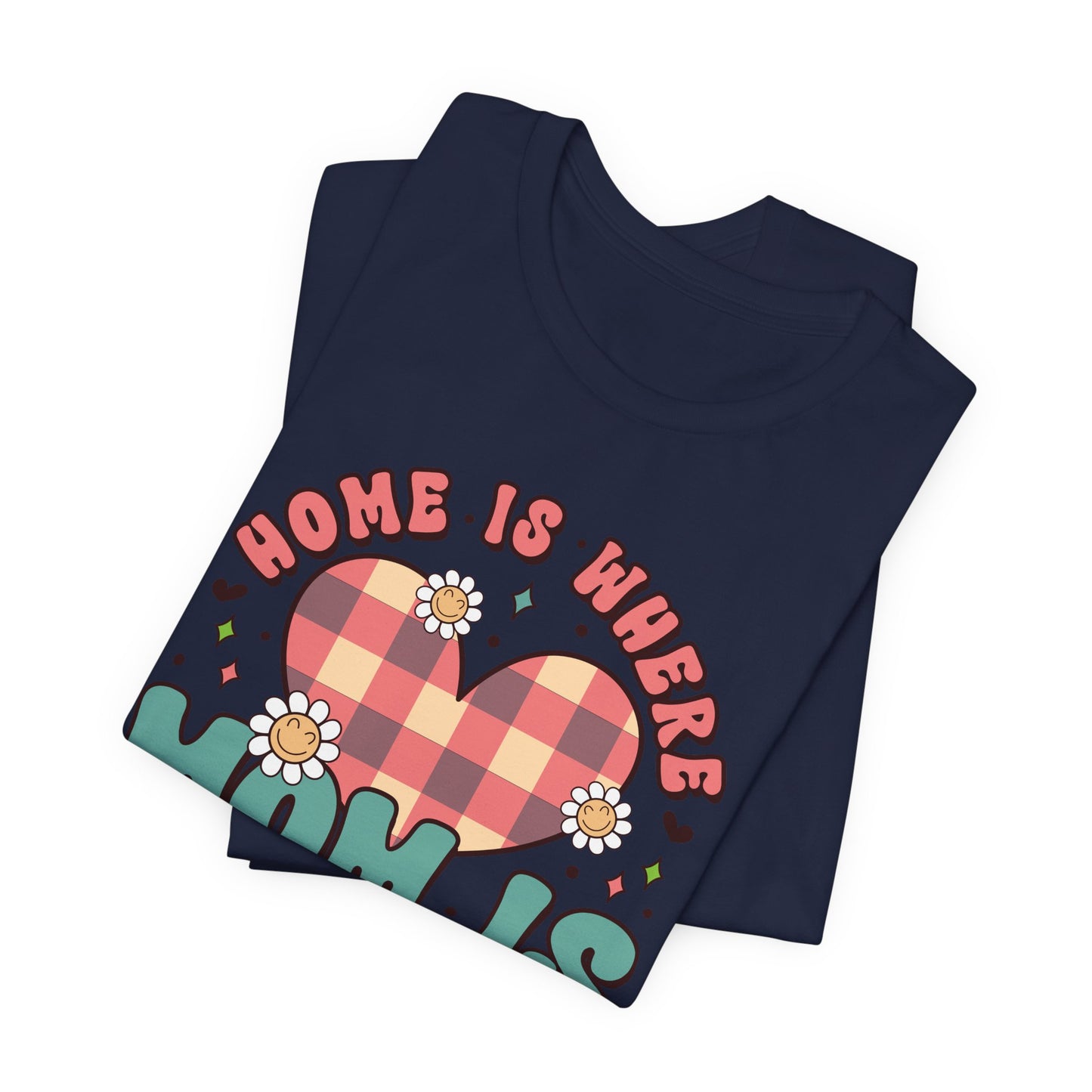 💐 Home Is Where Mom Is – Heart & Daisy Mom T-Shirt 🌸