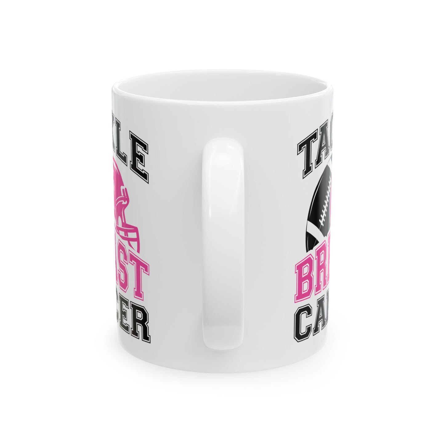 🏈🎀 Tackle Breast Cancer Mug – Football Strength Meets Awareness 💗