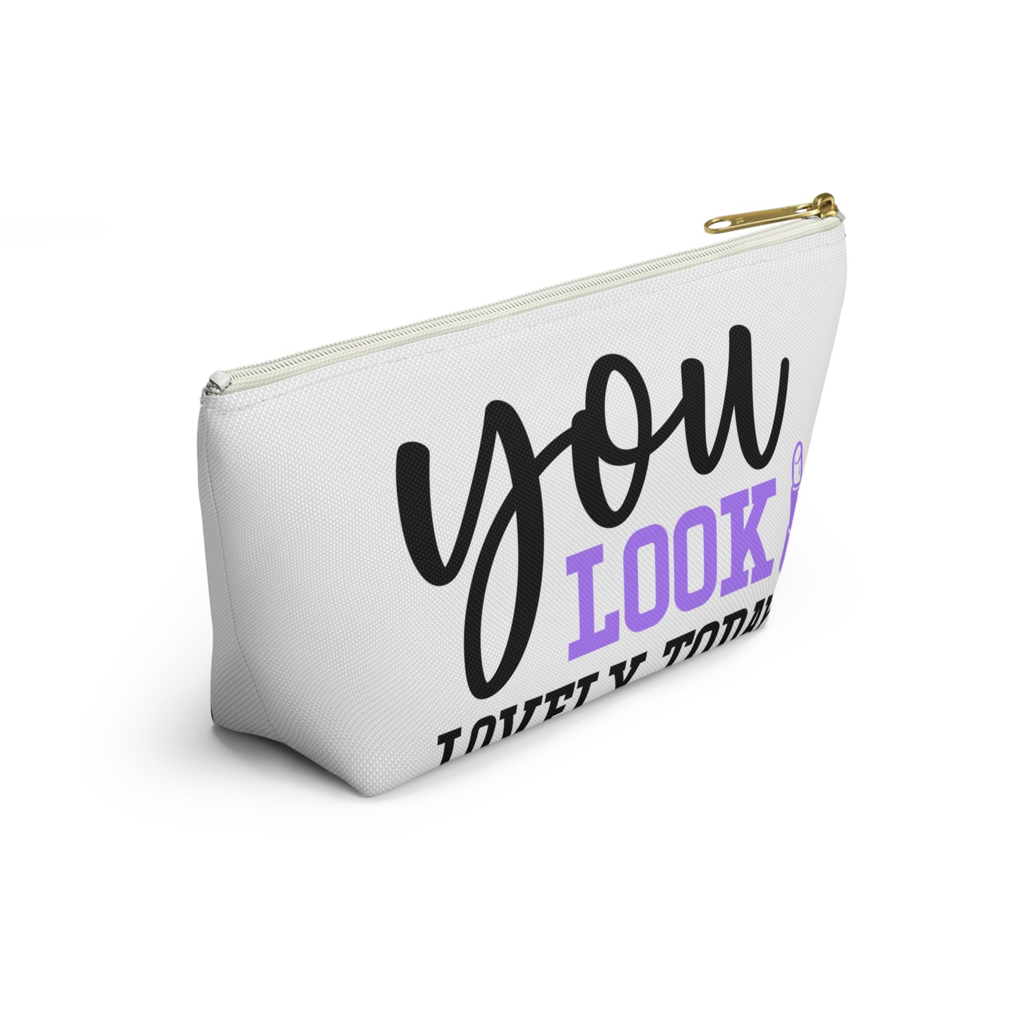 Accessory Pouch – "You Look Lovely Today" Purple Makeup Bag