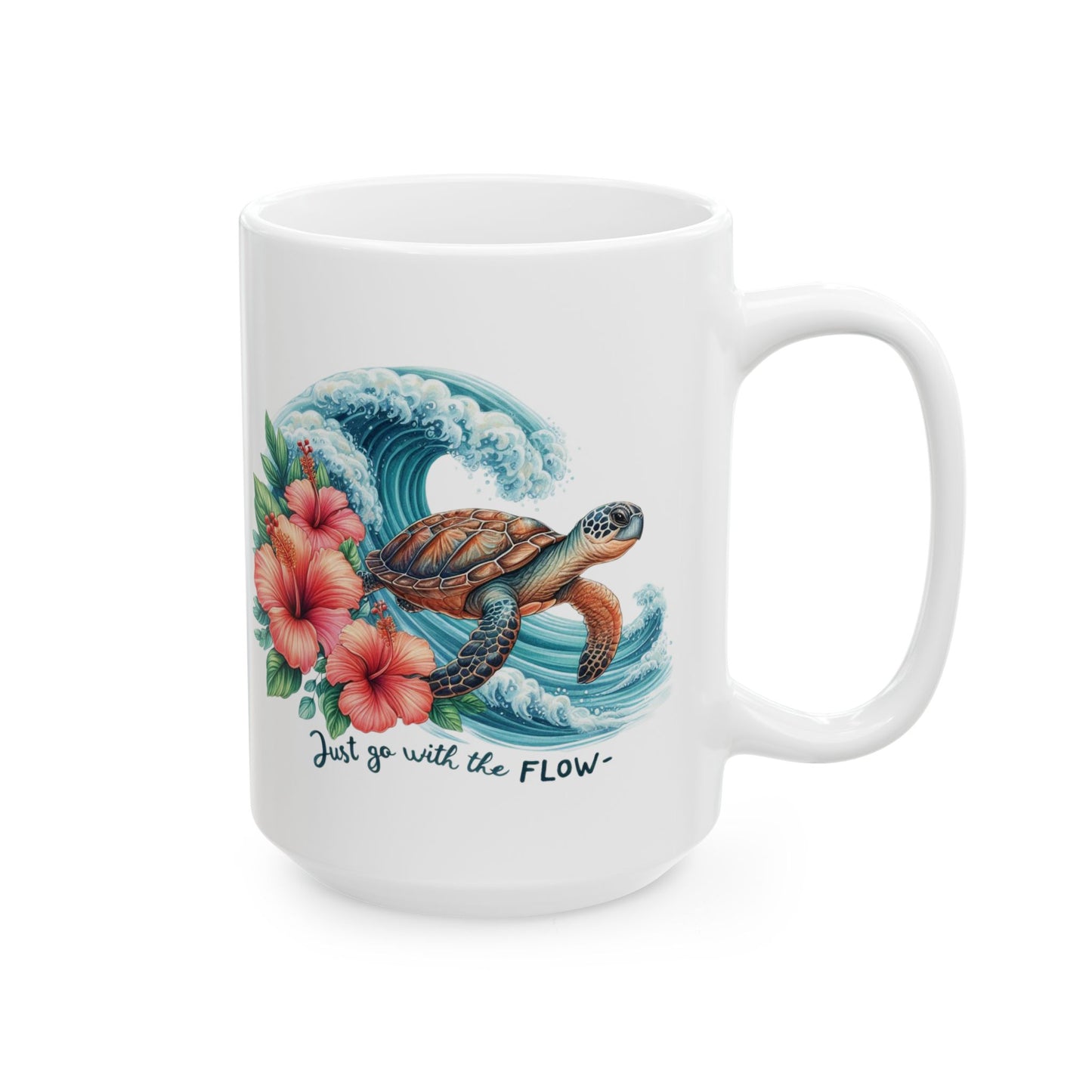 🌊 Just Go with the Flow – Beautiful Sea Turtle Coffee Mug for Ocean Lovers 🐢