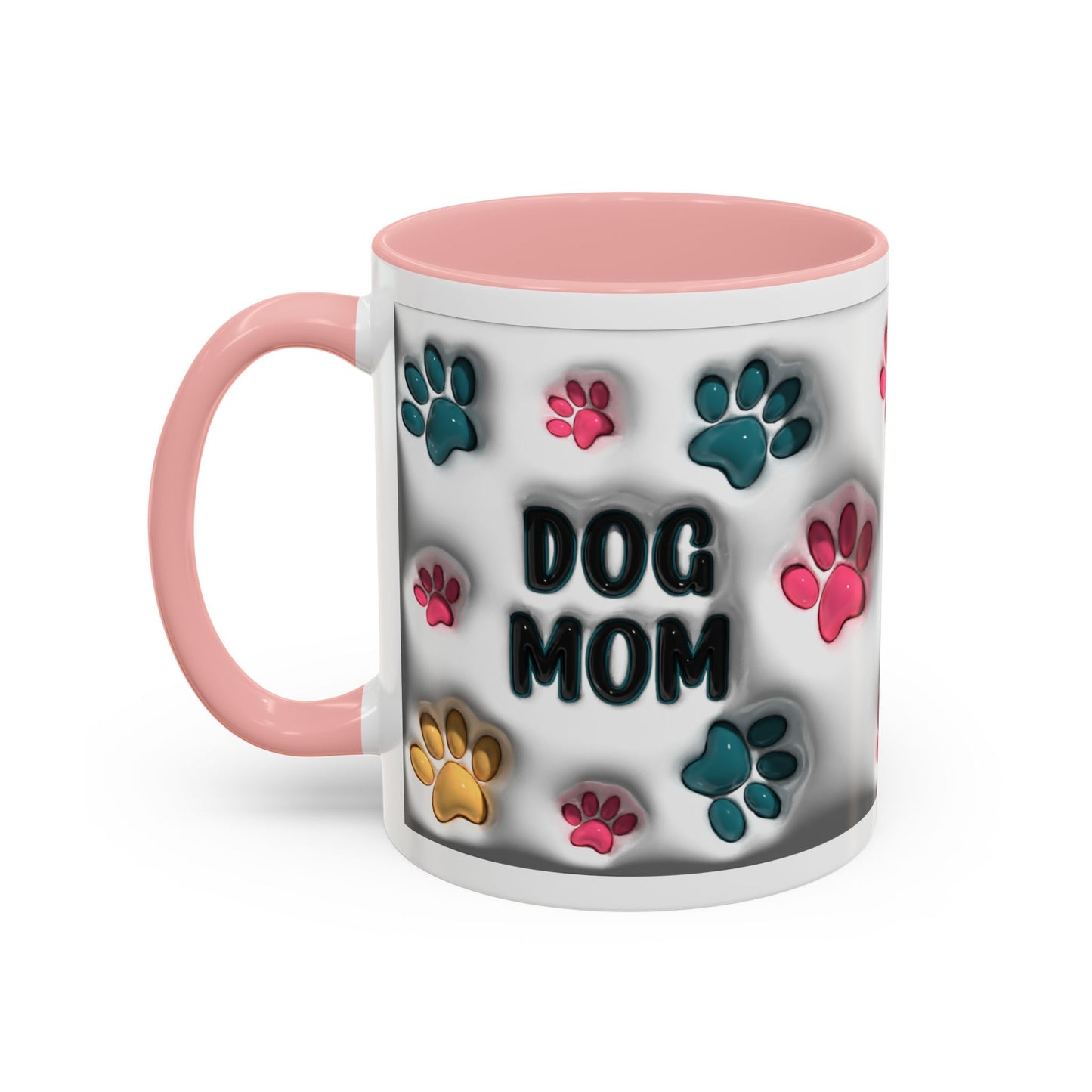 Dog Mom Accent Mug – Colorful Paw Print Cup for Proud Pet Parents