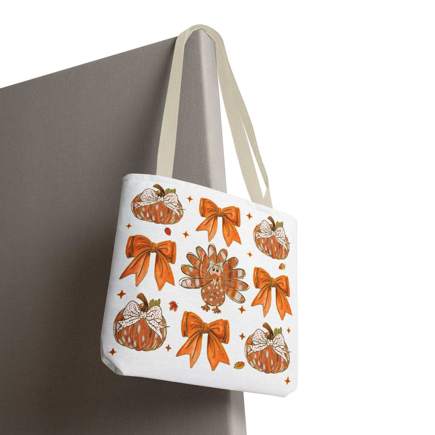 🎀 Girly Bows & Turkey Tote Bag – Cute & Cozy Thanksgiving Style 🦃🧡