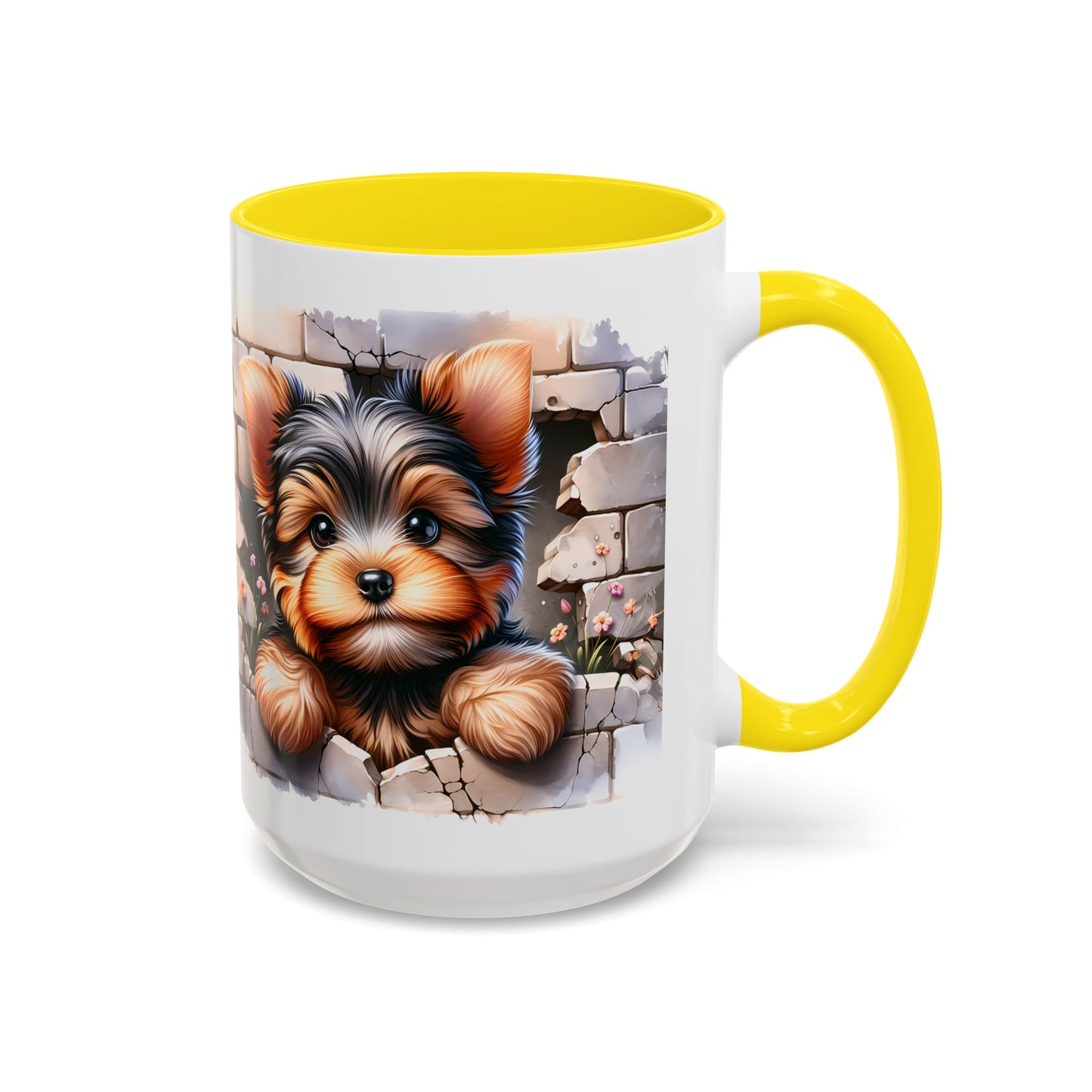 🎀🐶 Yorkie Puppy Accent Mug – Cute Peek-Through Dog Design for Animal Lovers ☕💖