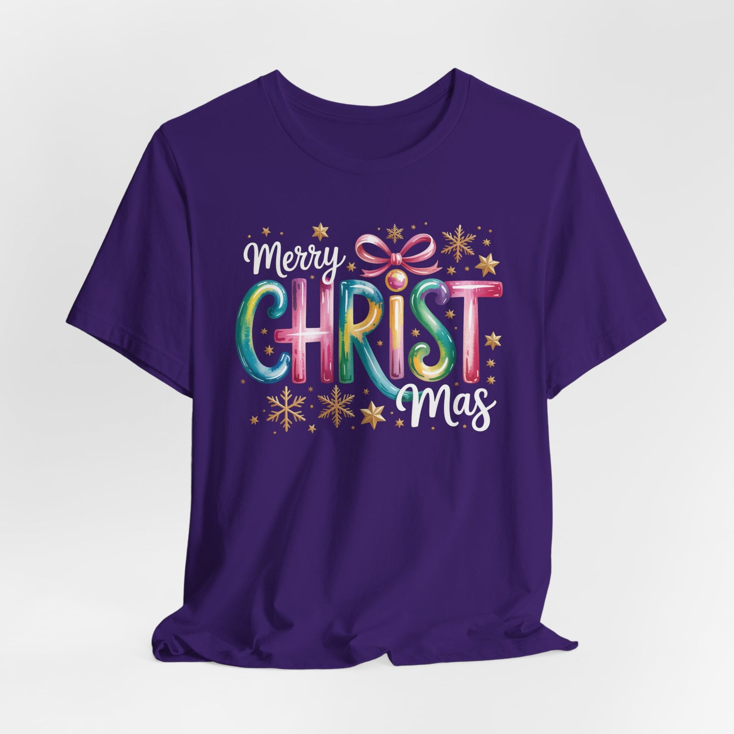 🎄✨ Merry Christmas Glow Lettering T-Shirt – Festive & Bright Holiday Style 🎁🌟
