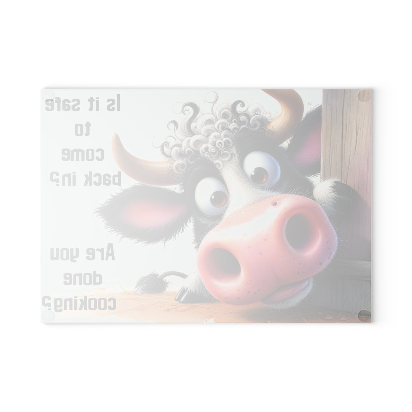 Are You Done Cooking Glass Cutting Board – Funny Cow Kitchen Art Display
