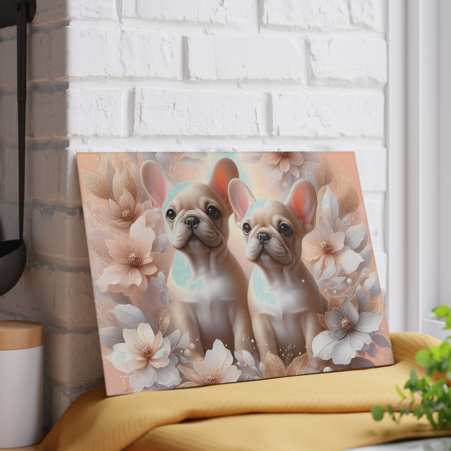 🐾 Elegant French Bulldog Floral Cutting Board – Chic Style for Dog Lovers 🌸