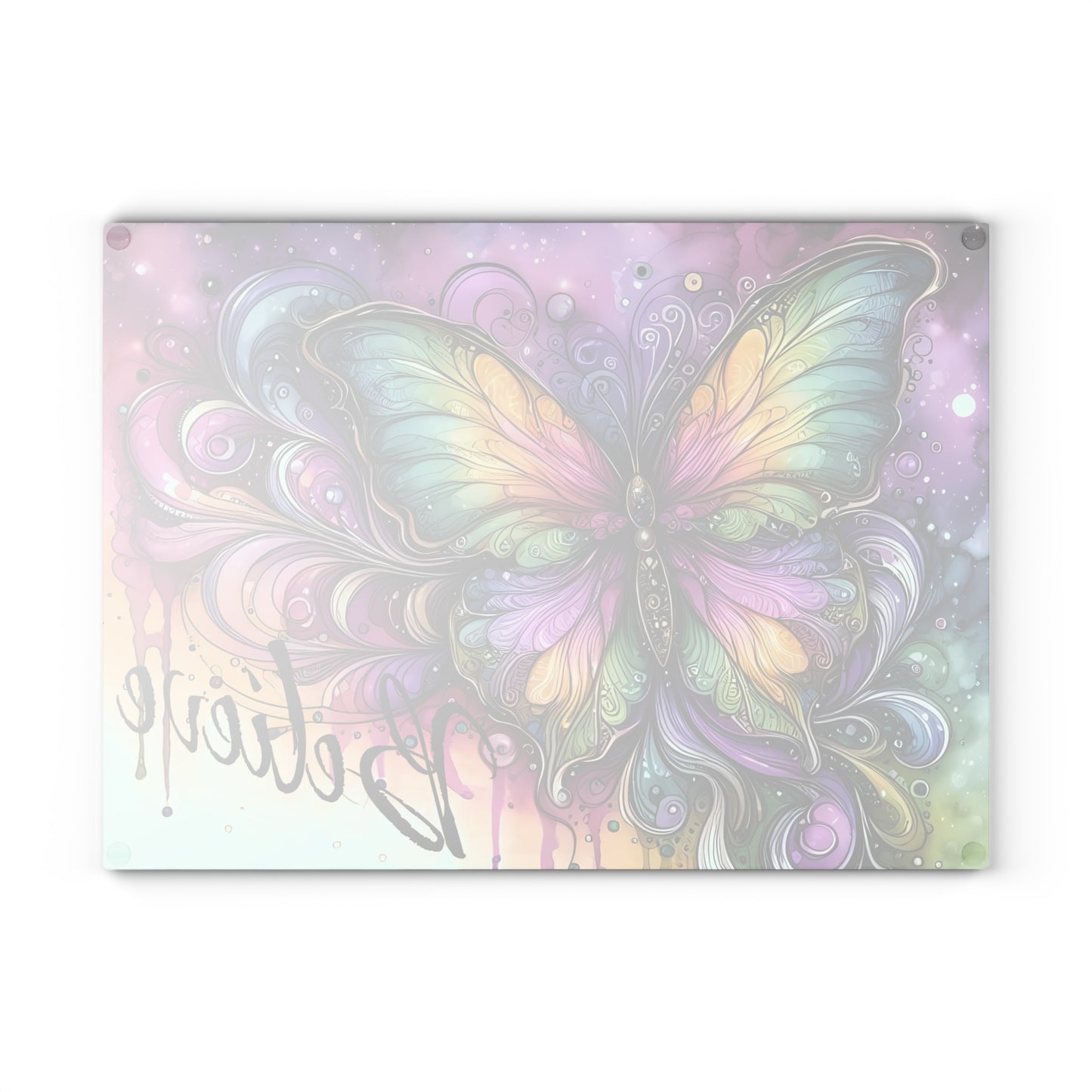 Tabla de cortar de vidrio templado "Believe" Butterfly