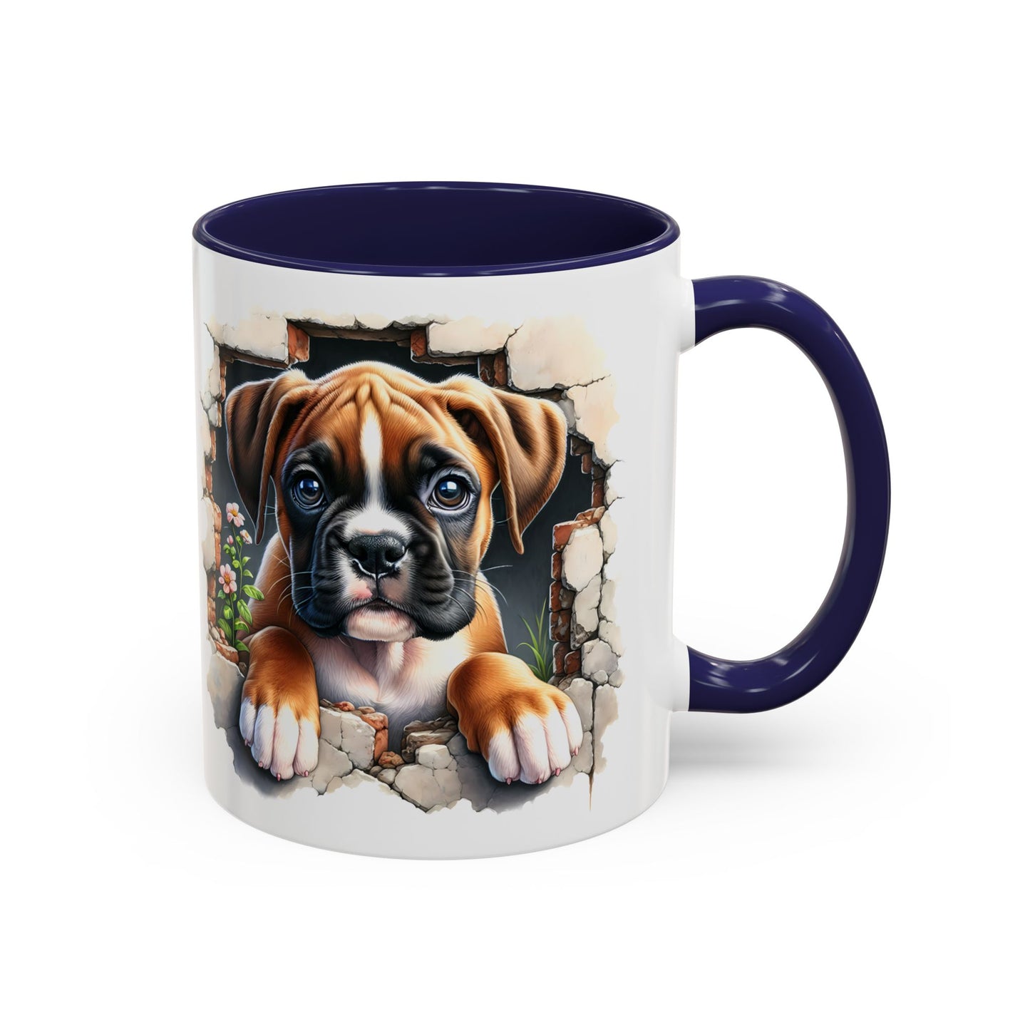 🐶☕ Boxer Puppy Peek Accent Mug – Adorable Dog Lover Gift ✨💛