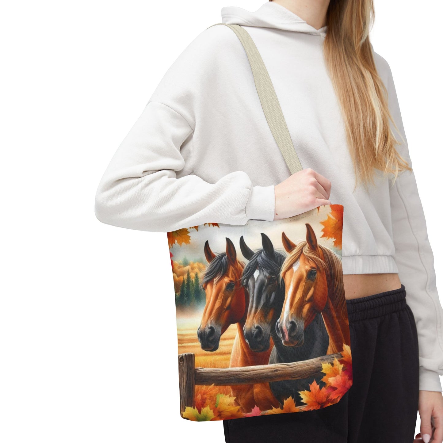 🐴 Autumn Horse Trio Tote Bag – Rustic, Stylish & Practical 🍂