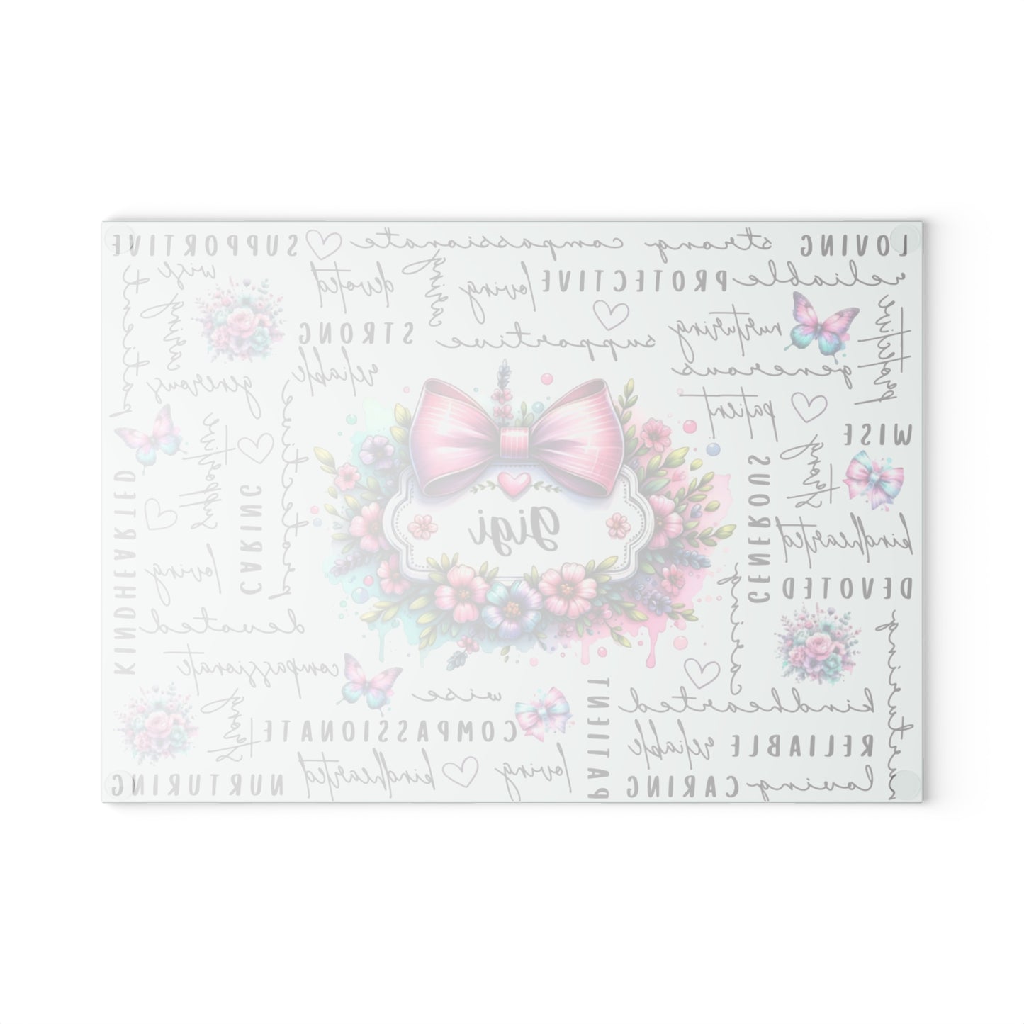 🐇🌸 Gigi Pink Bow Floral Cutting Board – Heartfelt Kitchen Décor Gift 🎀🦋