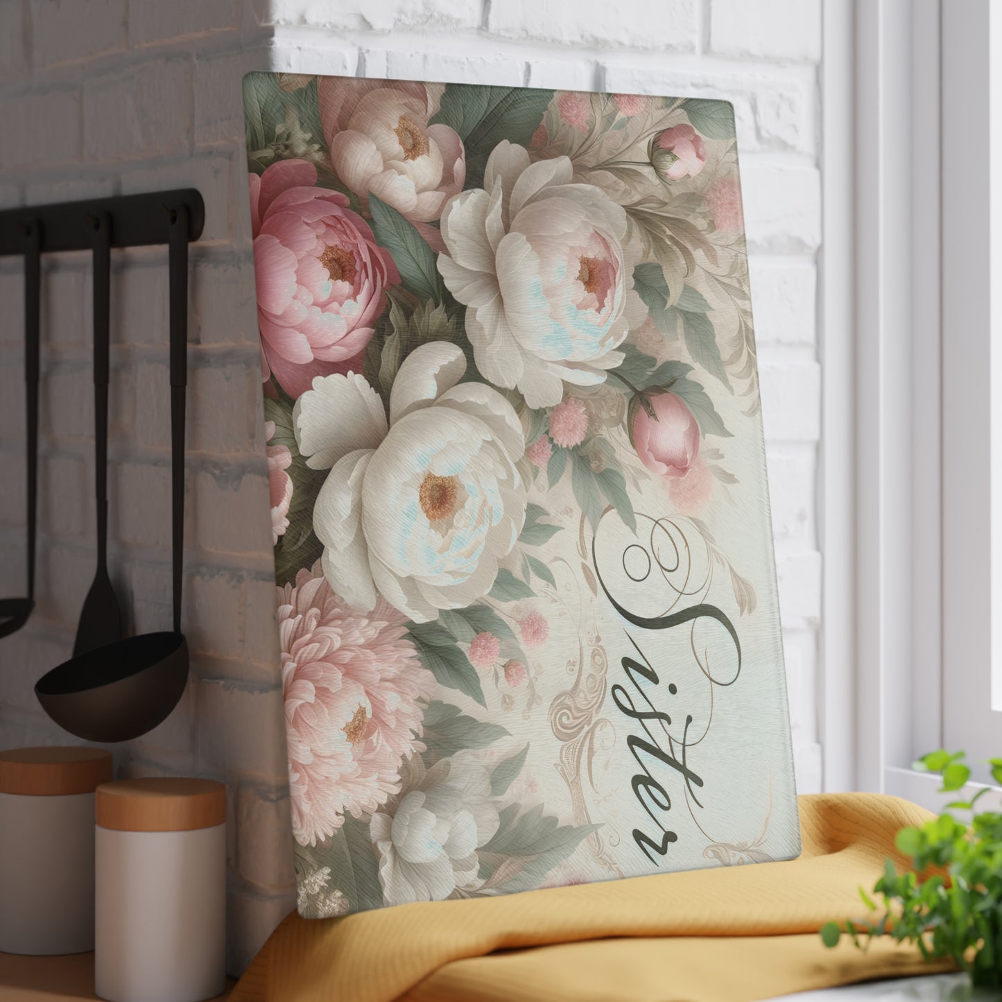 🌸 Sister Floral Cutting Board – Elegant Gift for a Special Sister 🌸