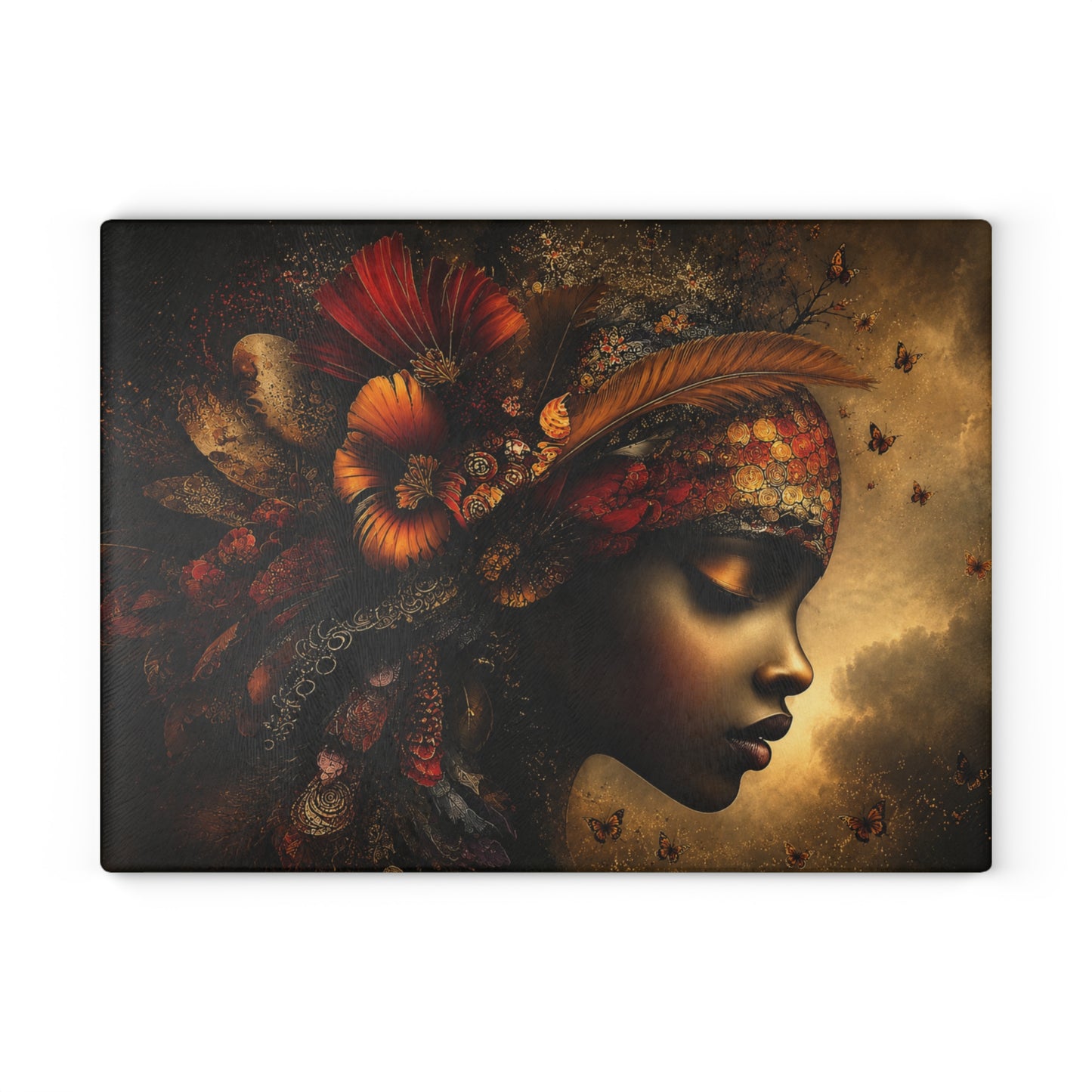 Midnight Bohemian Muse Glass Cutting Board
